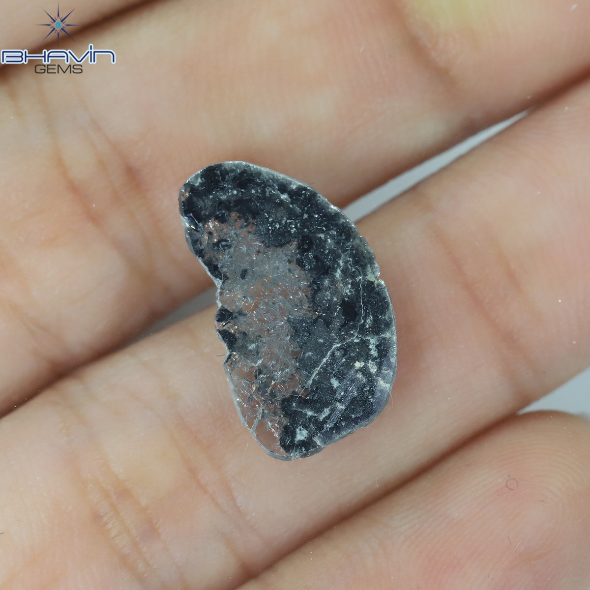 2.15 CT スライス シェイプ ナチュラル ダイヤモンド ソルト アンド ペッパー カラー I3 クラリティ (16.58 MM)