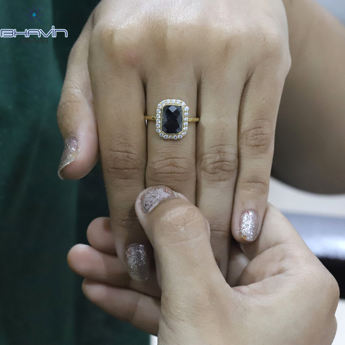 Slice Diamond, Natural Diamond Ring, Salt And Pepper Diamond, Gold Ring, Engagement Ring, Wedding Ring, Diamond Ring
