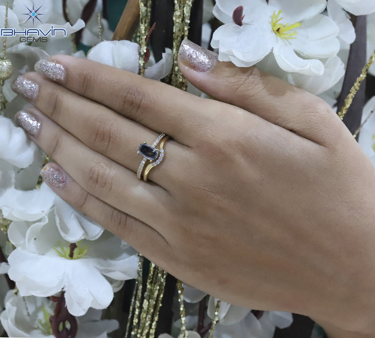 Oval Diamond Gray Diamond Natural Diamond Ring  Engagement Ring Wedding Ring