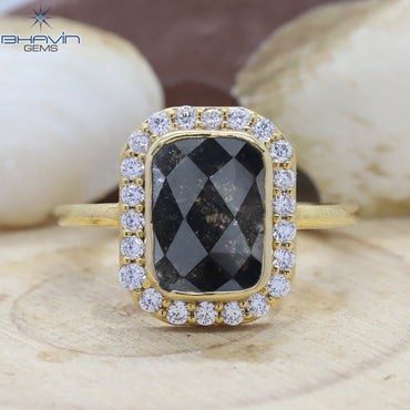 Slice Diamond, Natural Diamond Ring, Salt And Pepper Diamond, Gold Ring, Engagement Ring, Wedding Ring, Diamond Ring