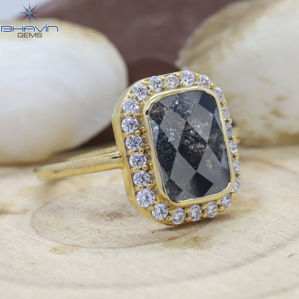 Slice Diamond, Natural Diamond Ring, Salt And Pepper Diamond, Gold Ring, Engagement Ring, Wedding Ring, Diamond Ring