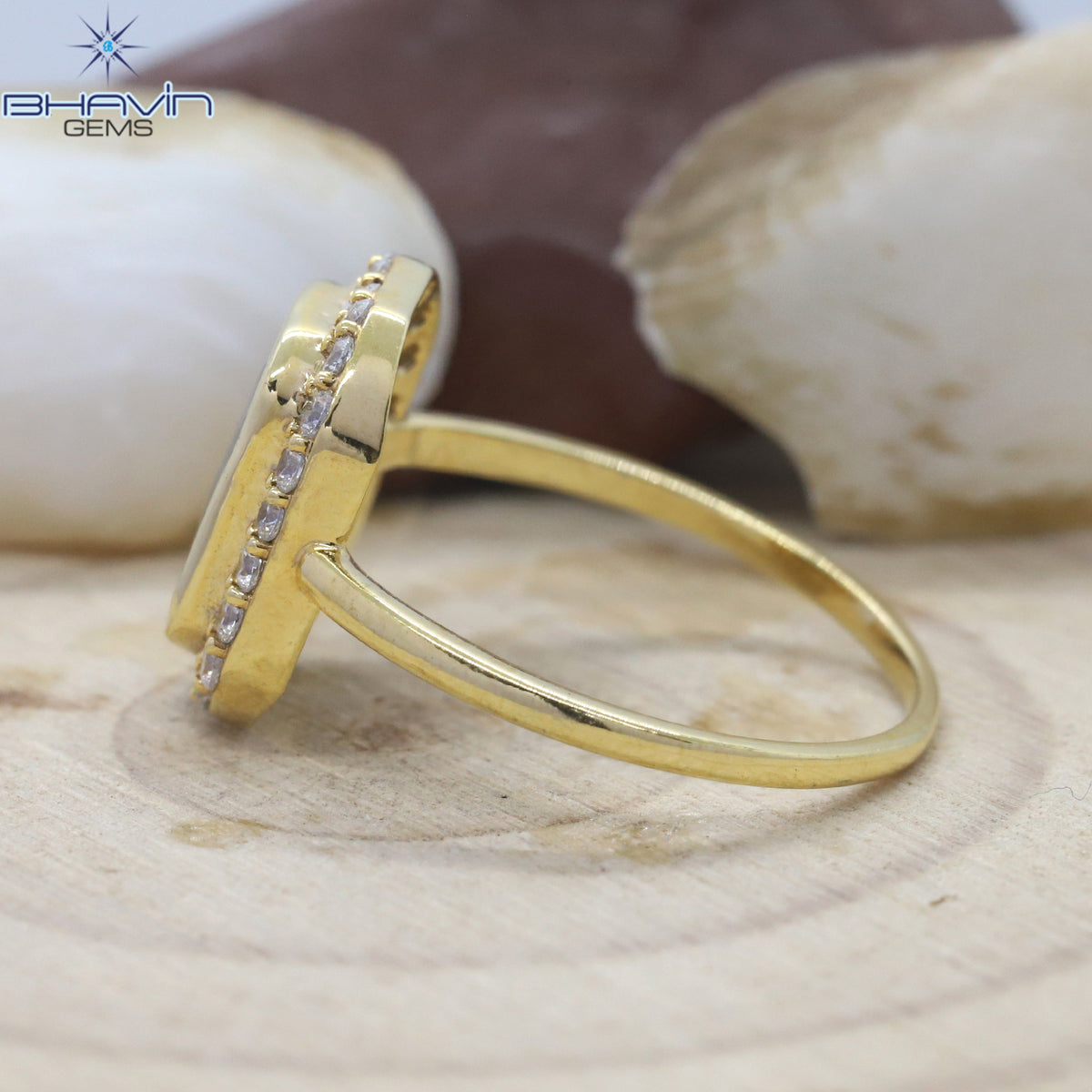 Slice Diamond, Natural Diamond Ring, Salt And Pepper Diamond, Gold Ring, Engagement Ring, Wedding Ring, Diamond Ring