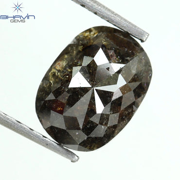 1.51 CT, 0val Shape, Black Gray (Salt and Pepper)Color Loose Diamond, Clarity I3