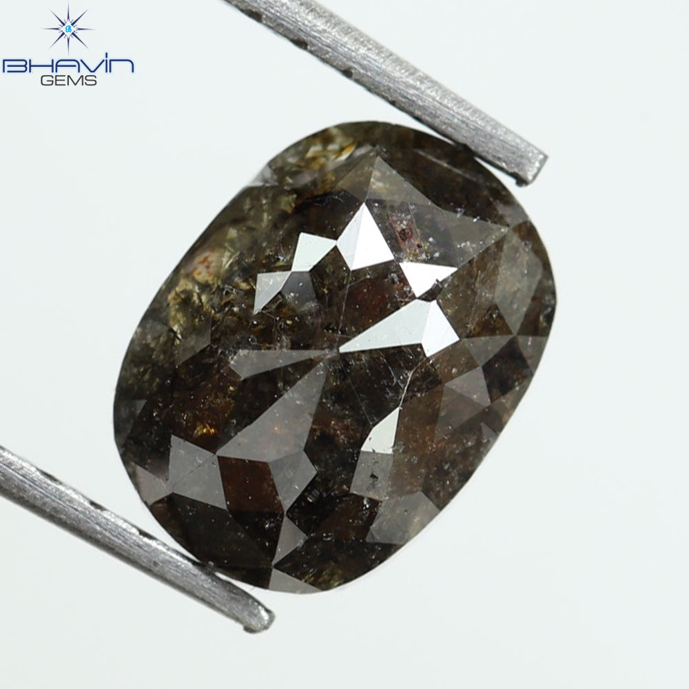1.51 CT, 0val Shape, Black Gray (Salt and Pepper)Color Loose Diamond, Clarity I3