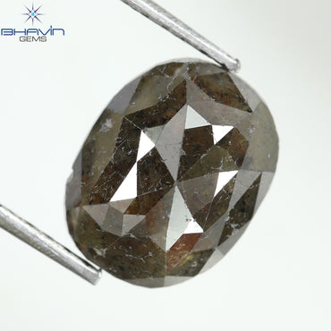 2.47 CT, 0val Shape, Black Gray (Salt and Pepper)Color Loose Diamond, Clarity I3