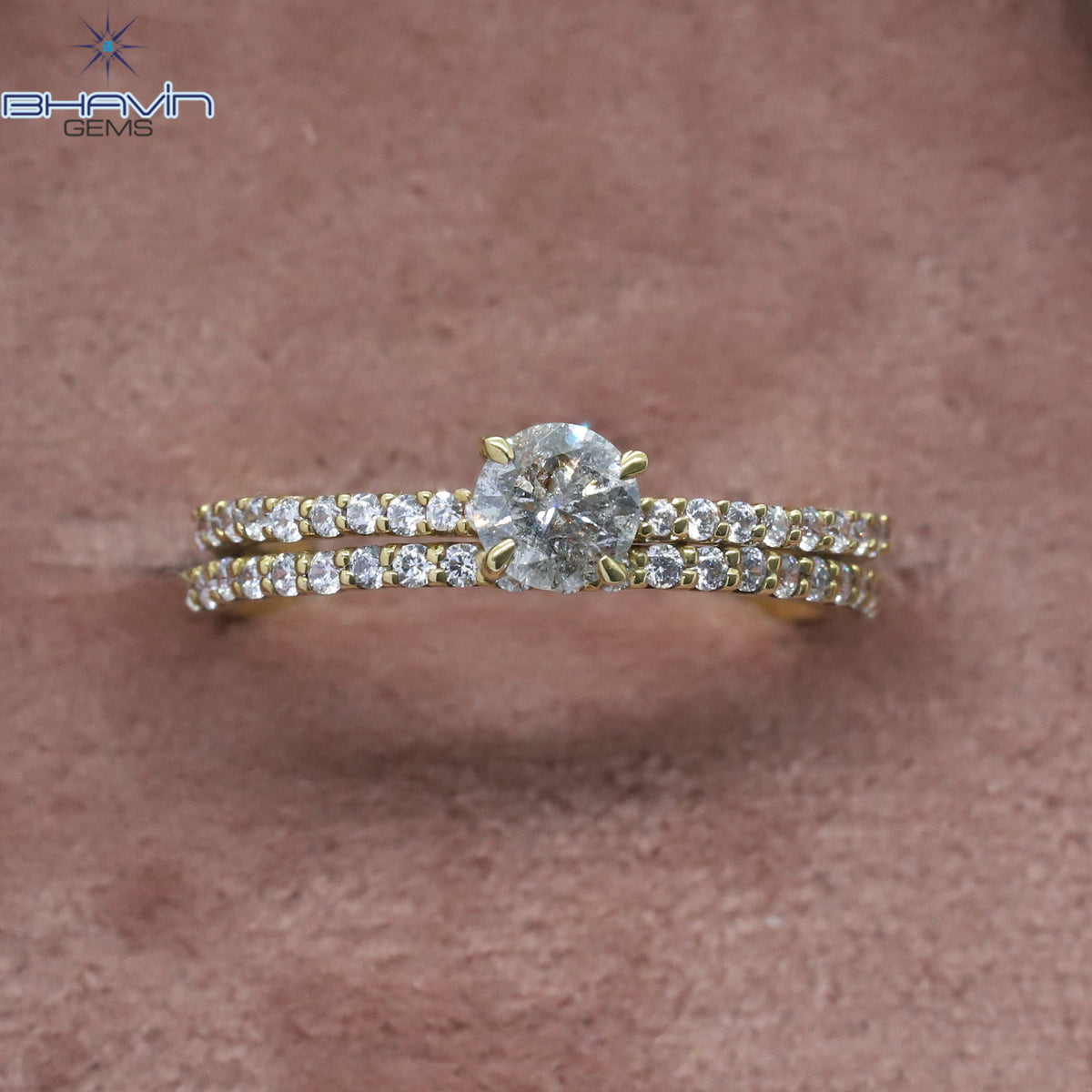 Gold Ring, Round Diamond, Salt and Pepper Diamond, Natural Diamond Ring, Engagement Ring, Wedding Ring, Diamond Ring