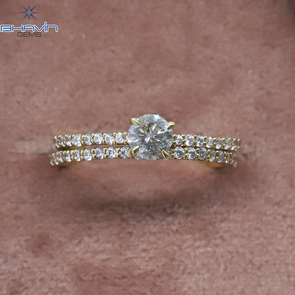 ゴールド リング、ラウンド ダイヤモンド、ソルト アンド ペッパー ダイヤモンド、天然ダイヤモンド リング、婚約指輪、結婚指輪、ダイヤモンド リング