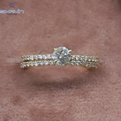 ゴールド リング、ラウンド ダイヤモンド、ソルト アンド ペッパー ダイヤモンド、天然ダイヤモンド リング、婚約指輪、結婚指輪、ダイヤモンド リング