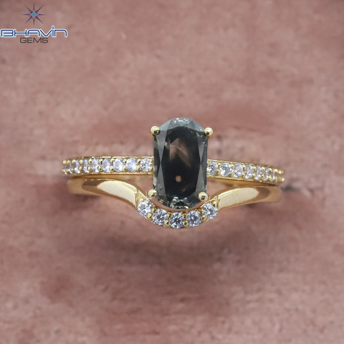 Oval Diamond Gray Diamond Natural Diamond Ring  Engagement Ring Wedding Ring