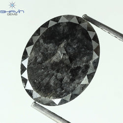 3.55 CT, 0val Shape, Black Gray (Salt and Pepper)Color Loose Diamond, Clarity I3