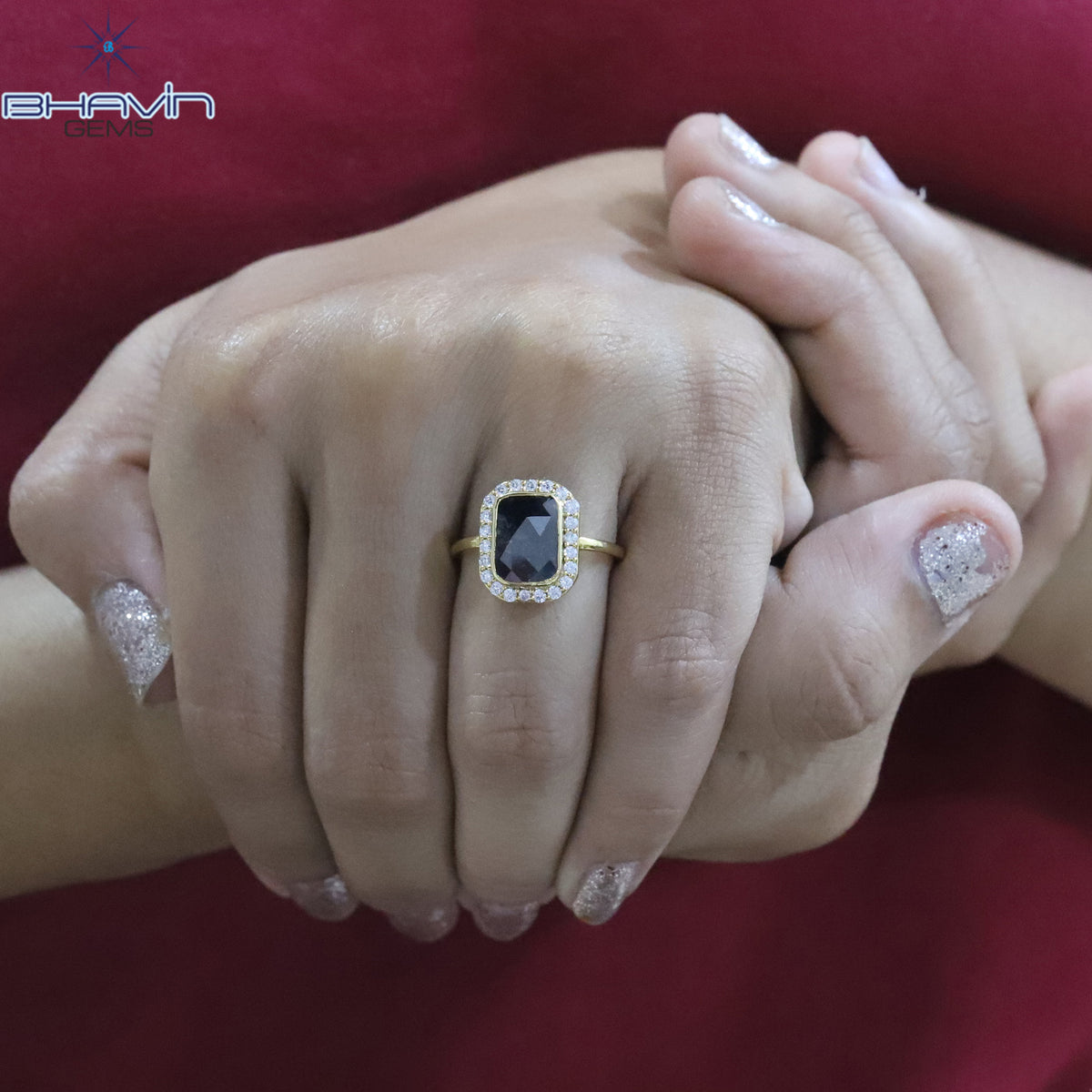 Slice Diamond, Natural Diamond Ring, Salt And Pepper Diamond, Gold Ring, Engagement Ring, Wedding Ring, Diamond Ring
