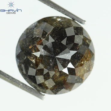 2.15 CT, Round Rosecut Shape Brown (Salt And Pepper) Color Loose Diamond, Clarity I3