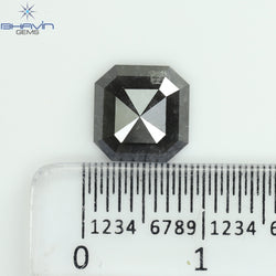 2.03 CT Square Emerald Shape Natural Loose Diamond Salt And Pepper Color For Engagement Ring and Wedding Ring I3 Clarity 8.07 MM /Sku:N6-70
