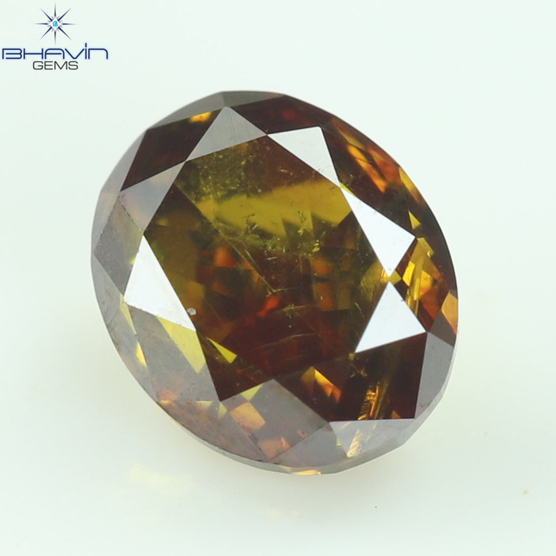 0.37 CT Oval Natural Diamond Enhanced Cognac Color Clarity SI1 (4.45 MM)