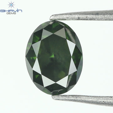 0.27 CT Oval Natural Diamond Enhanced Green Color Clarity VS2 (4.28 MM)