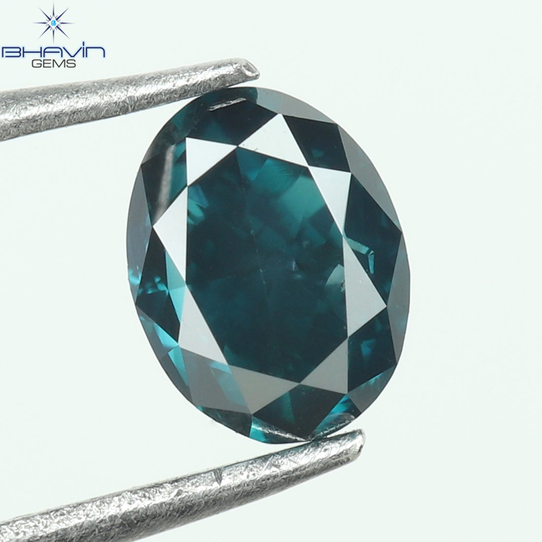 0.22 CT Oval Natural Diamond Enhanced Greenish Blue Color Clarity SI1 (4.00 MM)