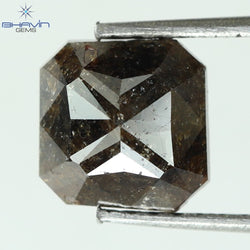 1.36 CT, Radiant Shape Natural Loose Diamond Brown Salt And Pepper Color ,I3 Clarity, (6.86 MM)