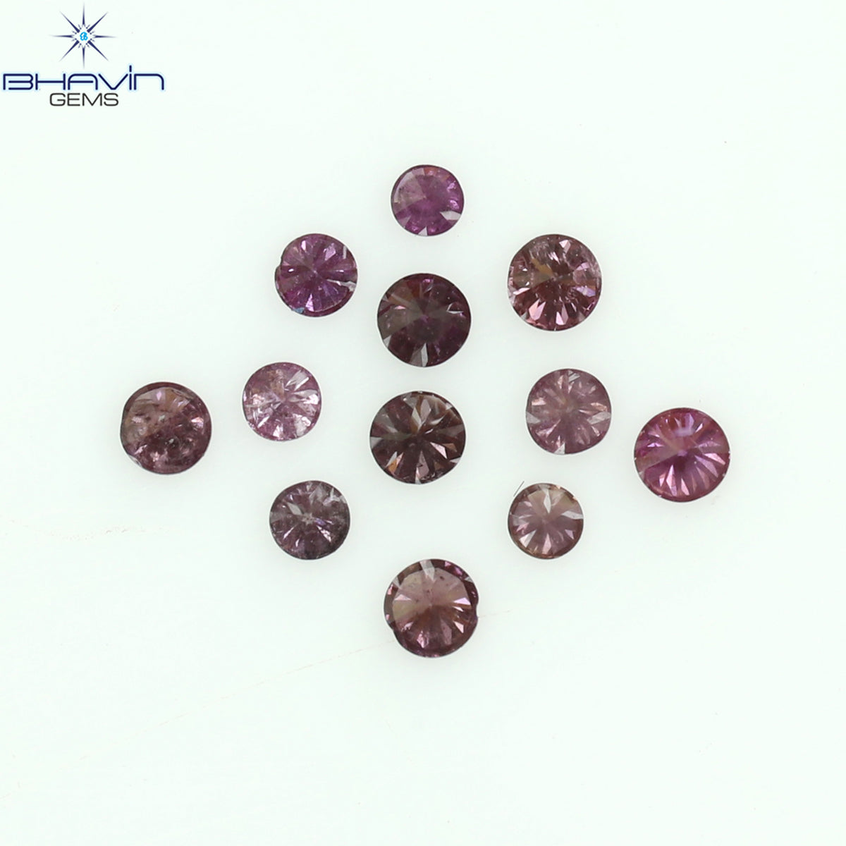 0.12 CT/12 Pcs Natural Round Diamond Enhanced Pink Color Clarity SI (1.50 MM)