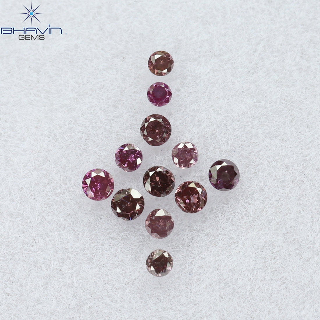 0.12 CT/12 Pcs Natural Round Diamond Enhanced Pink Color Clarity SI (1.50 MM)