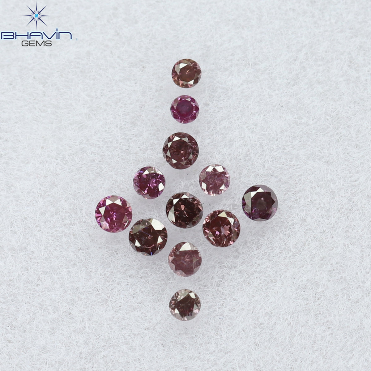 0.12 CT/12 Pcs Natural Round Diamond Enhanced Pink Color Clarity SI (1.50 MM)