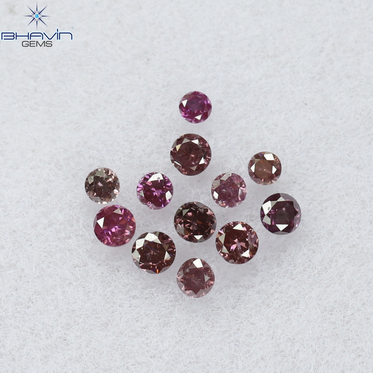 0.12 CT/12 Pcs Natural Round Diamond Enhanced Pink Color Clarity SI (1.50 MM)