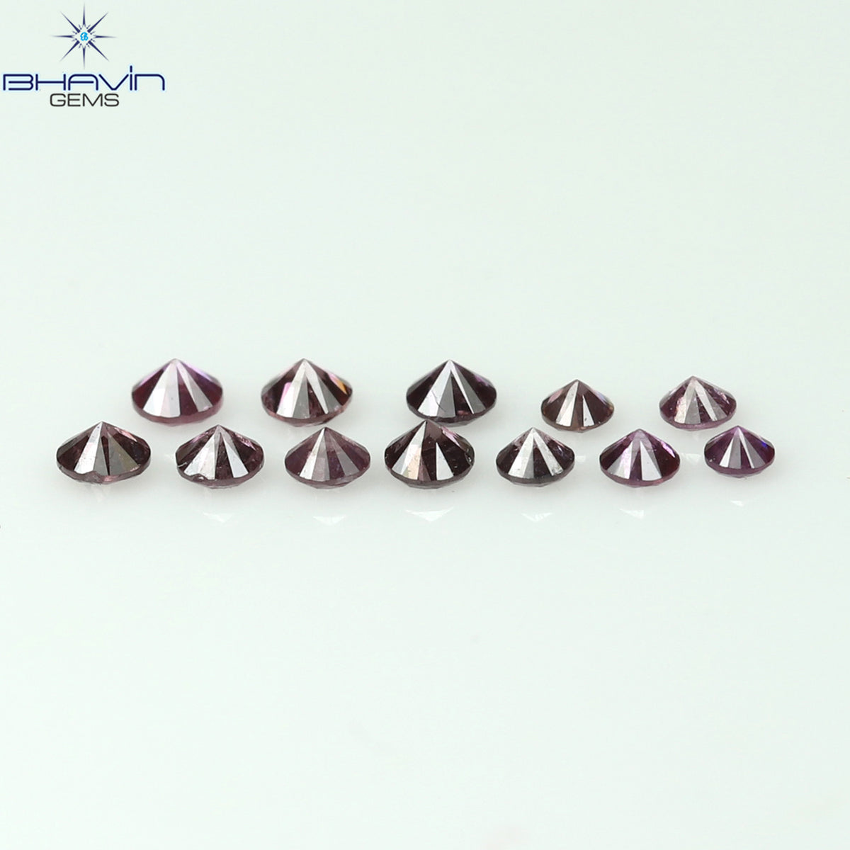 0.12 CT/12 Pcs Natural Round Diamond Enhanced Pink Color Clarity SI (1.50 MM)