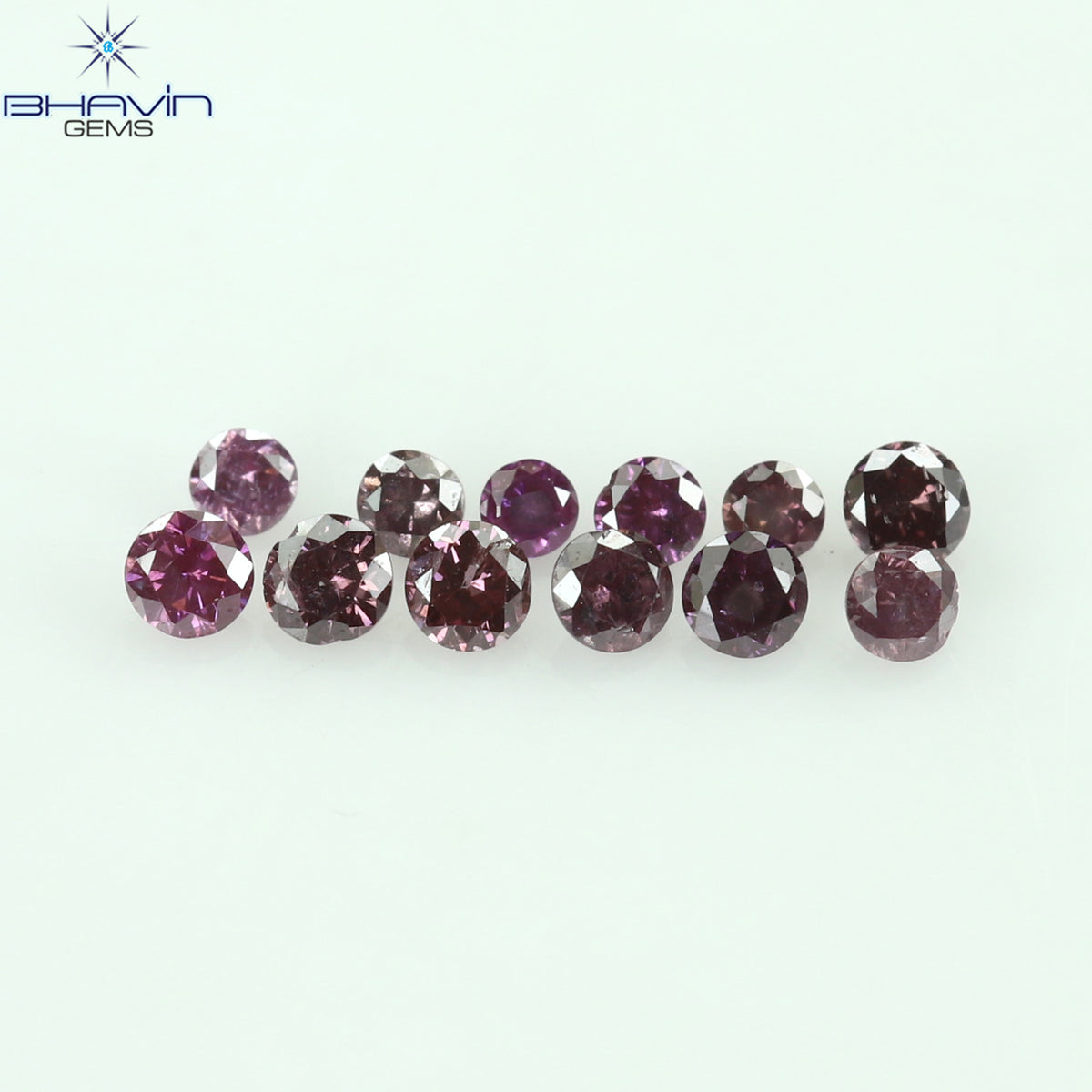 0.12 CT/12 Pcs Natural Round Diamond Enhanced Pink Color Clarity SI (1.50 MM)