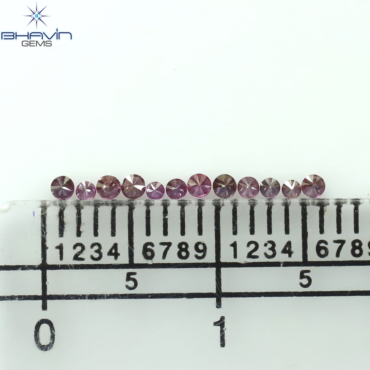 0.12 CT/12 Pcs Natural Round Diamond Enhanced Pink Color Clarity SI (1.50 MM)