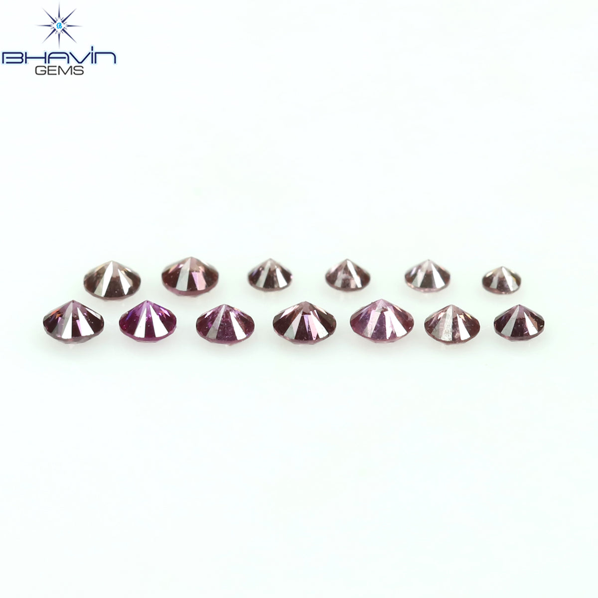 0.12 CT/13 Pcs Natural Round Diamond Enhanced Pink Color Clarity VS-SI (1.50 MM)