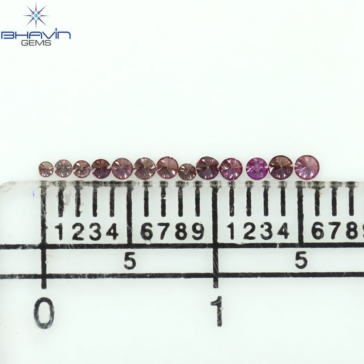 0.12 CT/13 Pcs Natural Round Diamond Enhanced Pink Color Clarity VS-SI (1.50 MM)