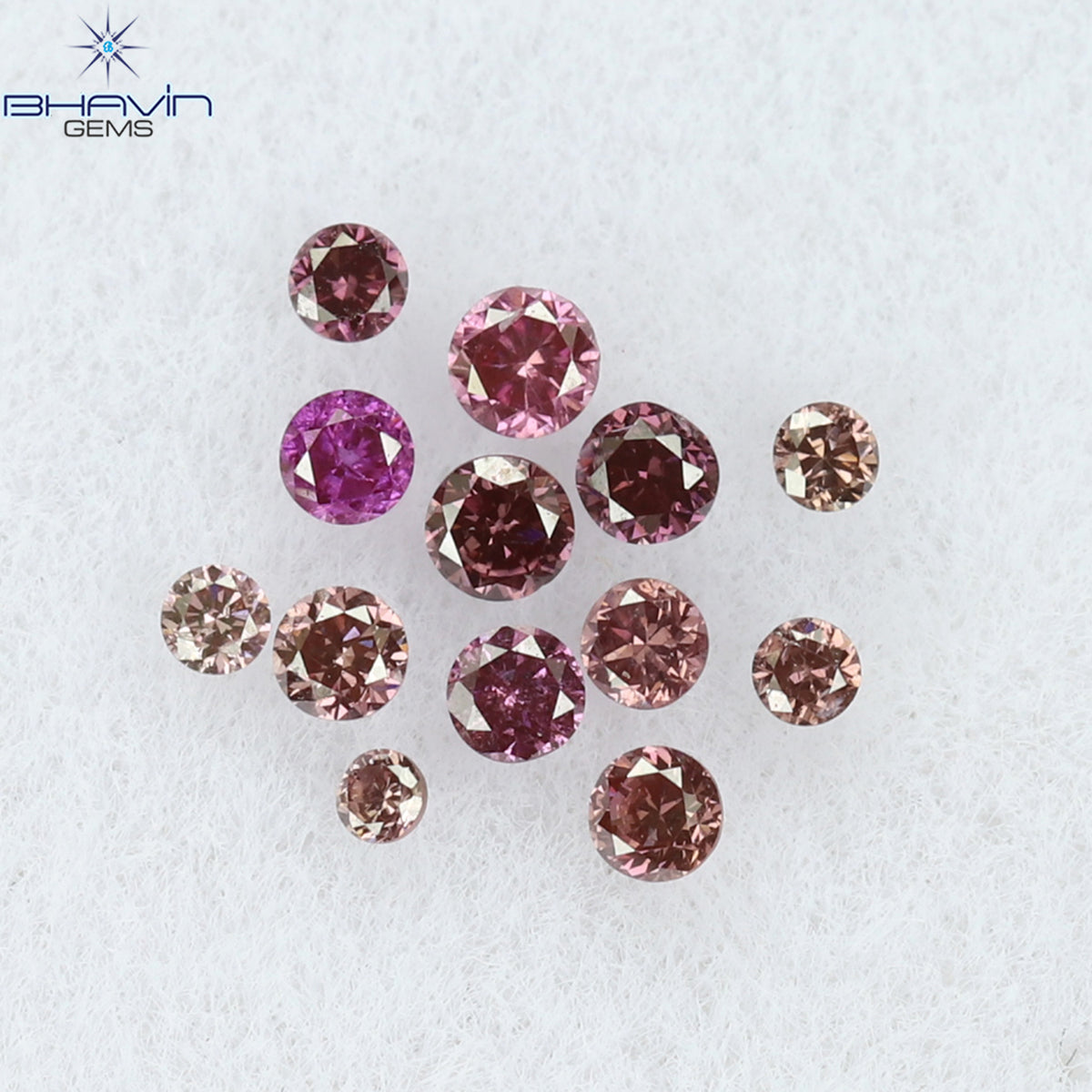 0.12 CT/13 Pcs Natural Round Diamond Enhanced Pink Color Clarity VS-SI (1.50 MM)