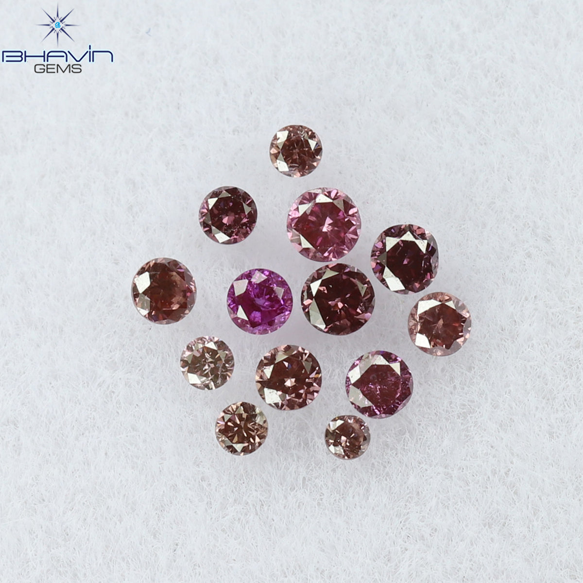 0.12 CT/13 Pcs Natural Round Diamond Enhanced Pink Color Clarity VS-SI (1.50 MM)