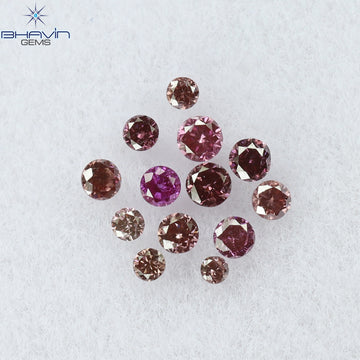 0.12 CT/13 Pcs Natural Round Diamond Enhanced Pink Color Clarity VS-SI (1.50 MM)