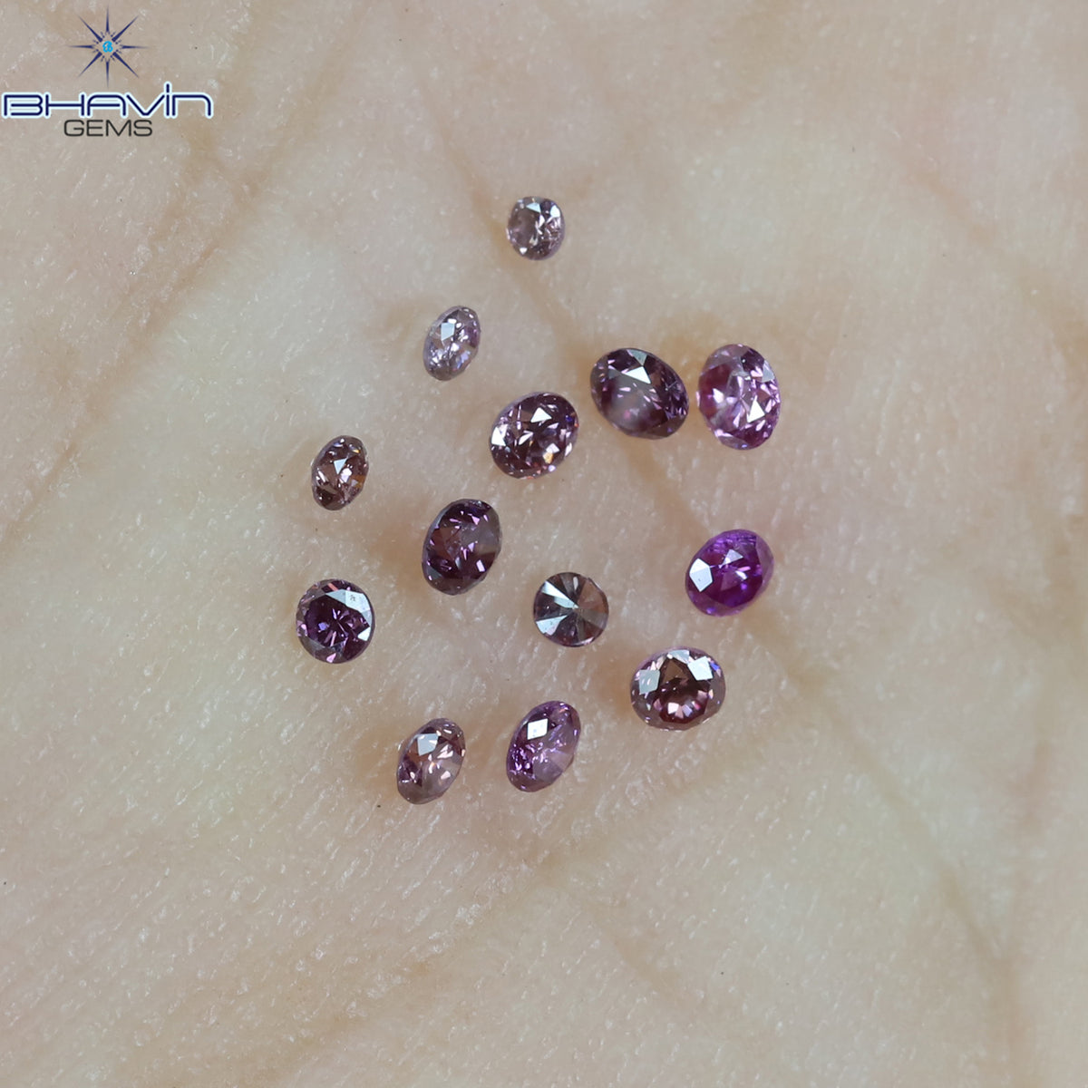 0.12 CT/13 Pcs Natural Round Diamond Enhanced Pink Color Clarity VS-SI (1.50 MM)