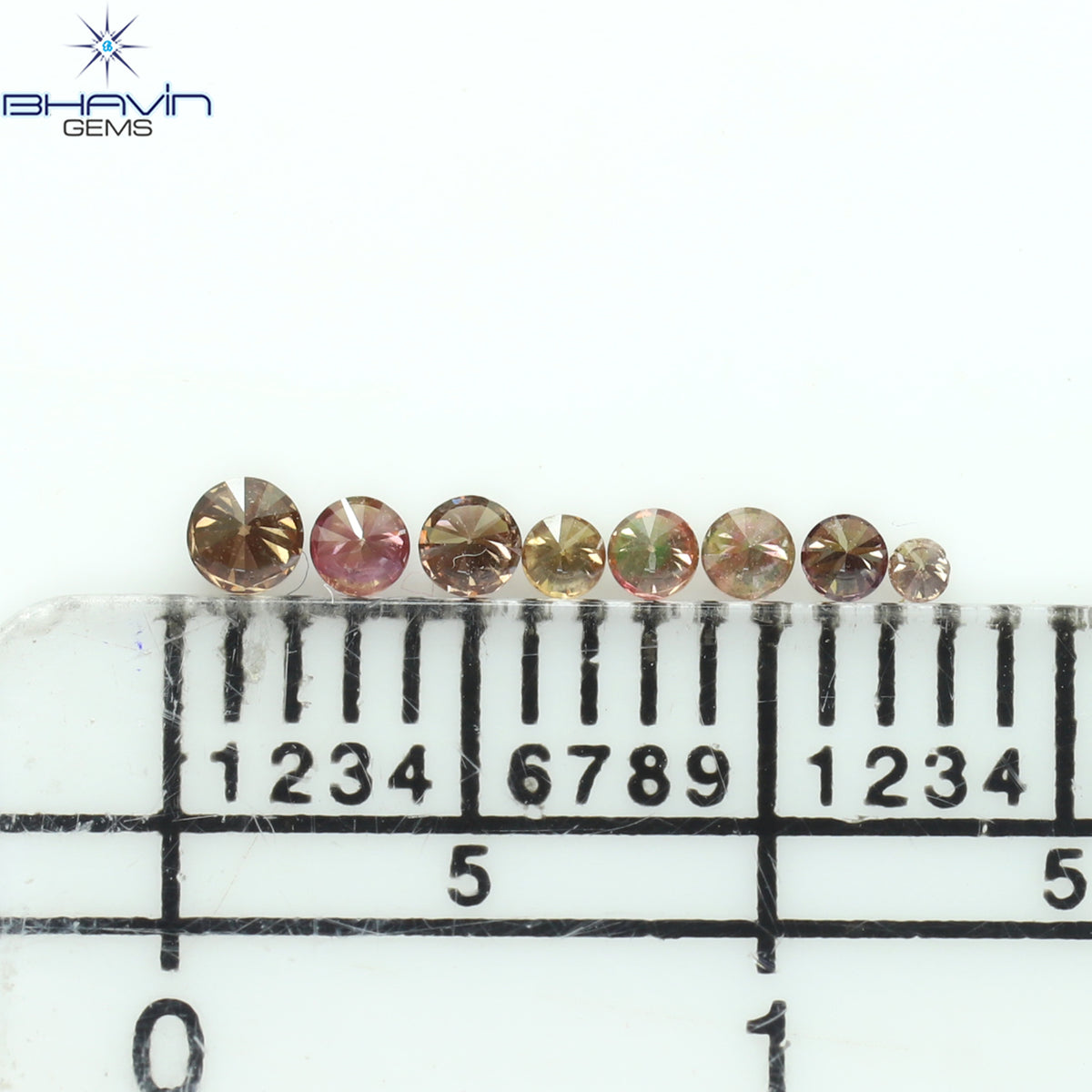 0.15 CT/8 Pcs Natural Round Diamond Enhanced Pink Color Clarity SI (2.00 MM)