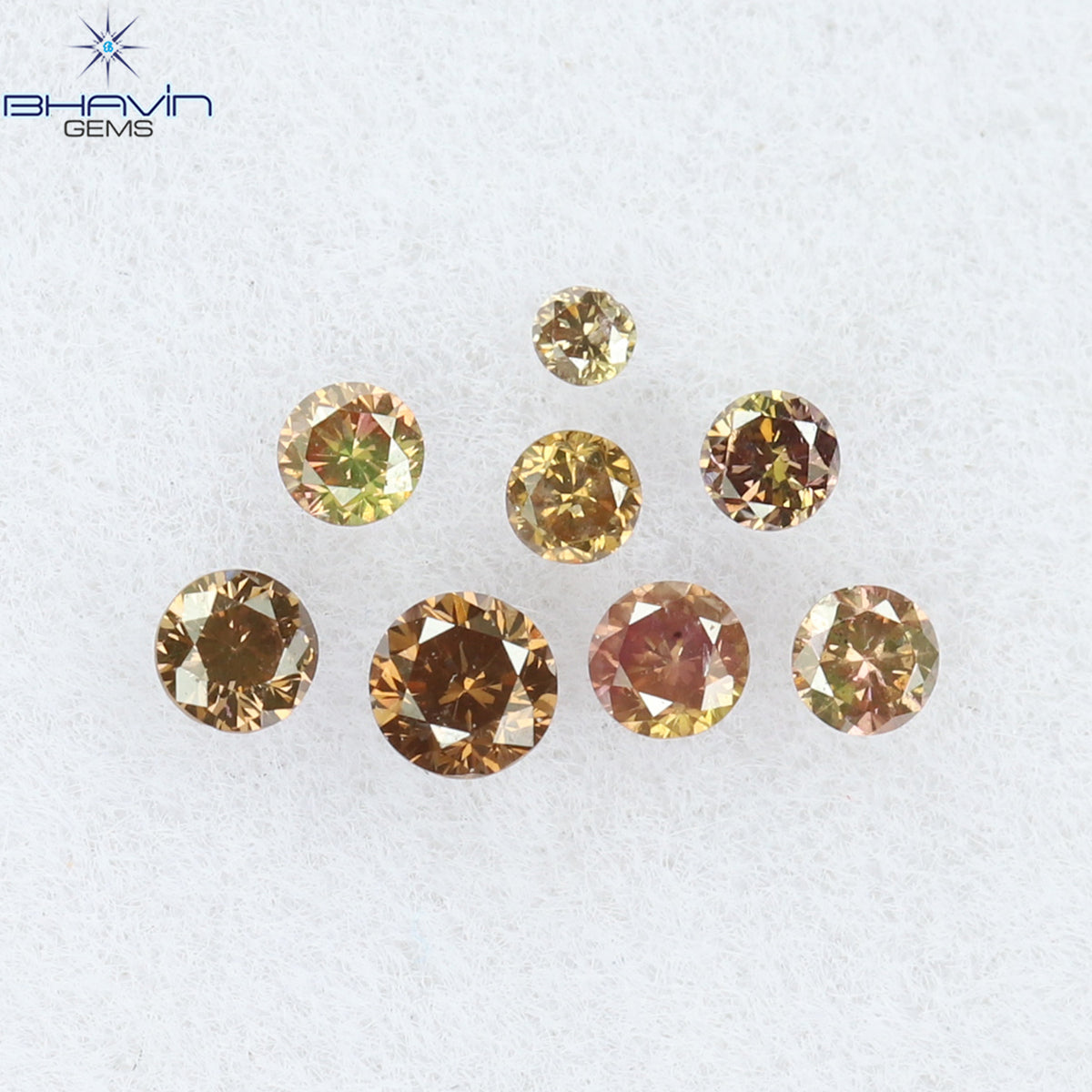 0.15 CT/8 Pcs Natural Round Diamond Enhanced Pink Color Clarity SI (2.00 MM)