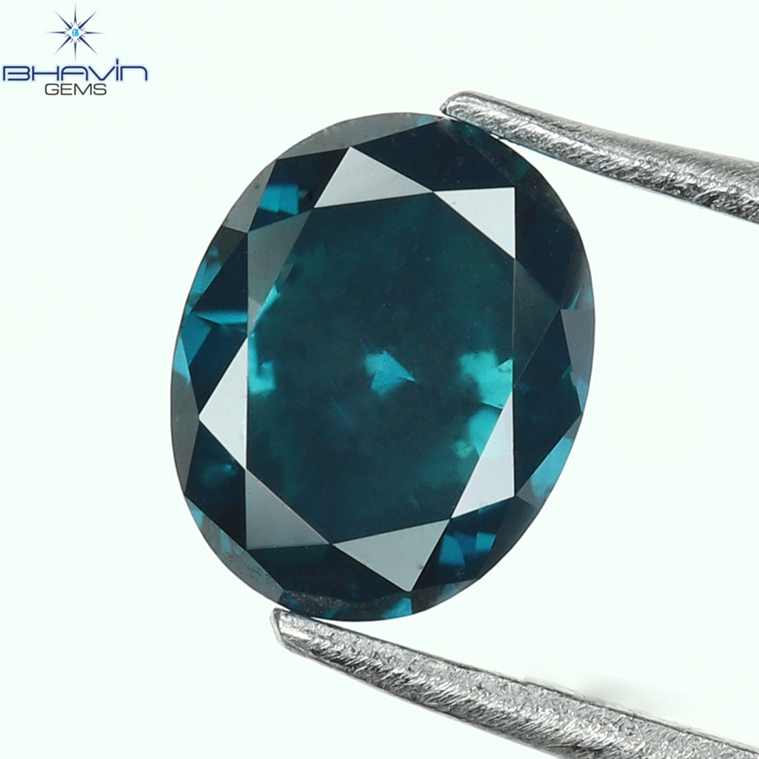 0.30 CT Oval Natural Diamond Enhanced Greenish Blue Color Clarity VS2 (4.50 MM)