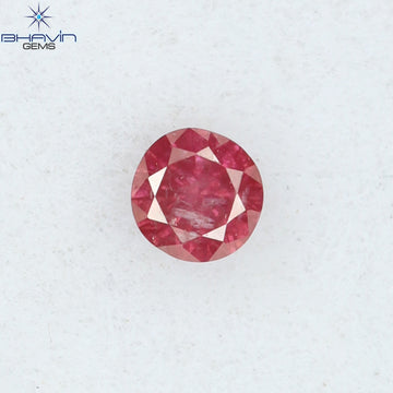 0.06 CT Natural Round Diamond Enhanced Pink Color Clarity I3 (2.36 MM)