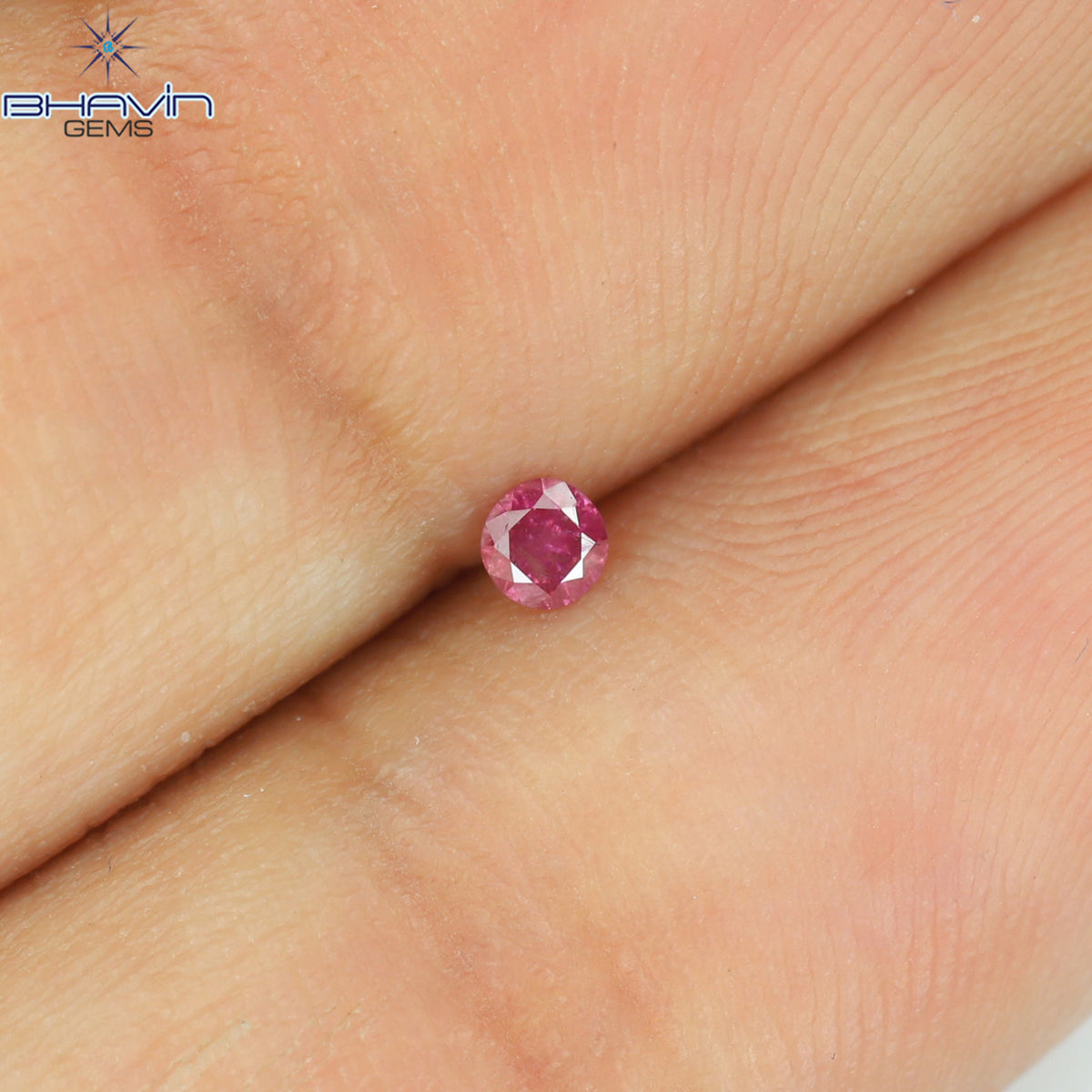0.06 CT Natural Round Diamond Enhanced Pink Color Clarity I3 (2.36 MM)
