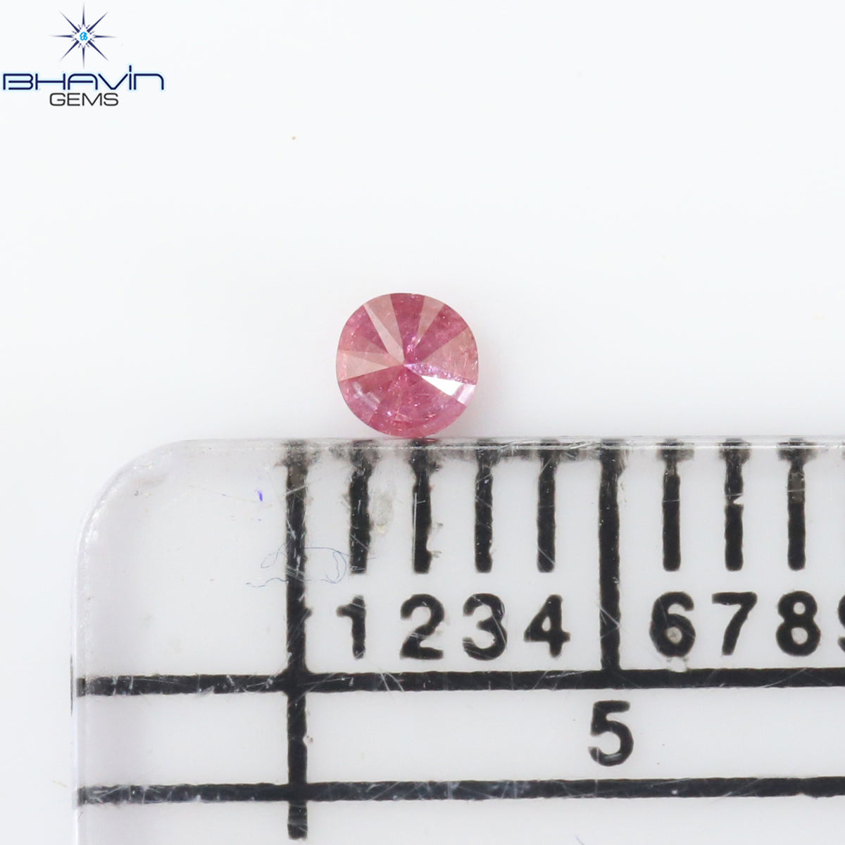 0.06 CT Natural Round Diamond Enhanced Pink Color Clarity I3 (2.36 MM)