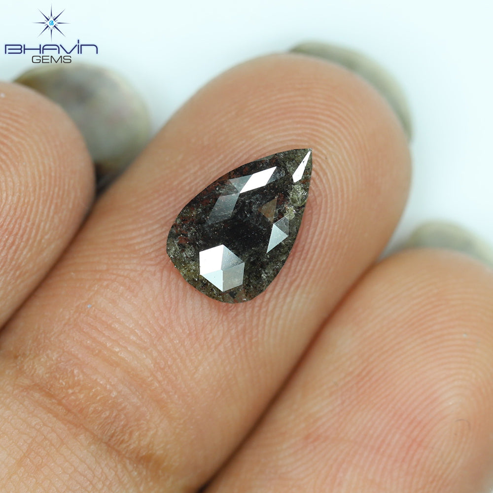 1.04 CT、ペアシェイプ ダイヤモンド ブラウン ソルト アンド ペッパー カラー、クラリティ I3、(9.52 MM)