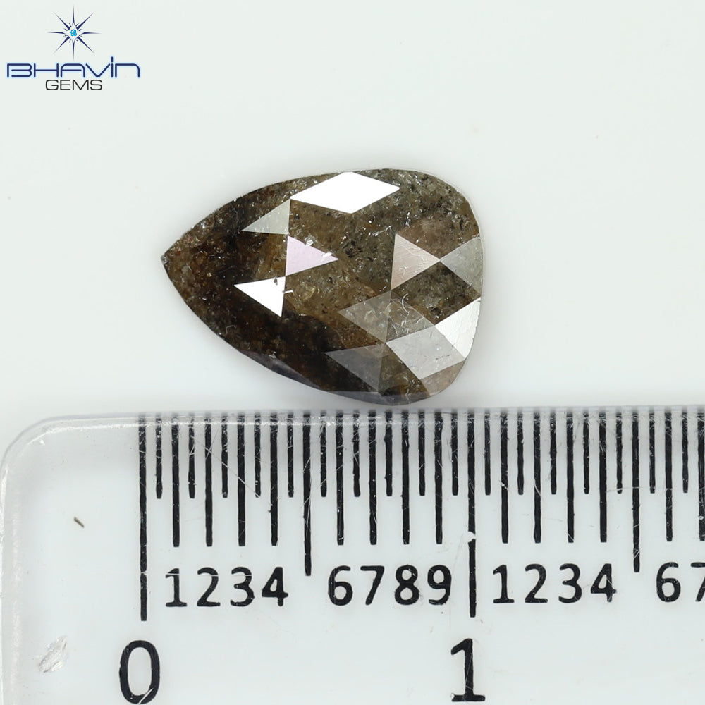 1.49 CT、ペアー ダイヤモンド、ブラウン (ソルト アンド ペッパー) カラー、クラリティ I3