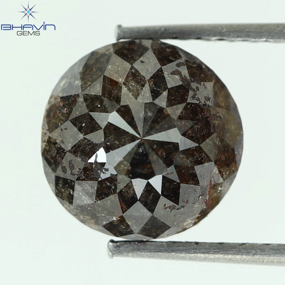 2.25 CT, Round Rose cut Diamond, Brown (Salt and Pepper) Color, Clarity I3