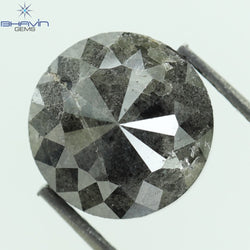2.87 CT, Round Rose cut Diamond, Black Gray (Salt and Pepper) Color, Clarity I3