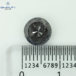 2.14 CT、ラウンド ローズ カット形状ダイヤモンド ソルト アンド ペッパー カラー、クラリティ I3、(7.38 MM)
