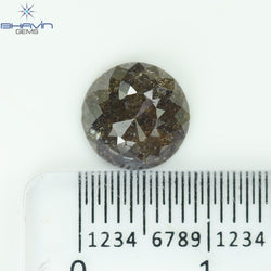 1.87 CT, Round Rose cut Shape Diamond Brown Salt And Pepper Color, Clarity I3,(8.40 MM)