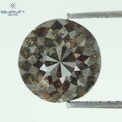 1.71 CT、ラウンド ローズ カット形状ダイヤモンド ブラウン ソルト アンド ペッパー カラー、クラリティ I3、(8.66 MM)