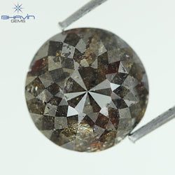 1.71 CT, Round Rose cut Shape Diamond Brown Salt And Pepper Color, Clarity I3, (8.66 MM)