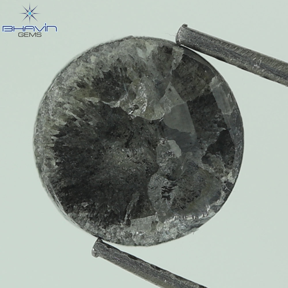 2.14 CT、ラウンド ローズ カット形状ダイヤモンド ソルト アンド ペッパー カラー、クラリティ I3、(7.38 MM)