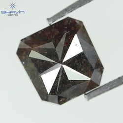 1.62 CT, Radiant Shape Diamond Brown Salt And Pepper Color,  I3 Clarity (6.77 MM)